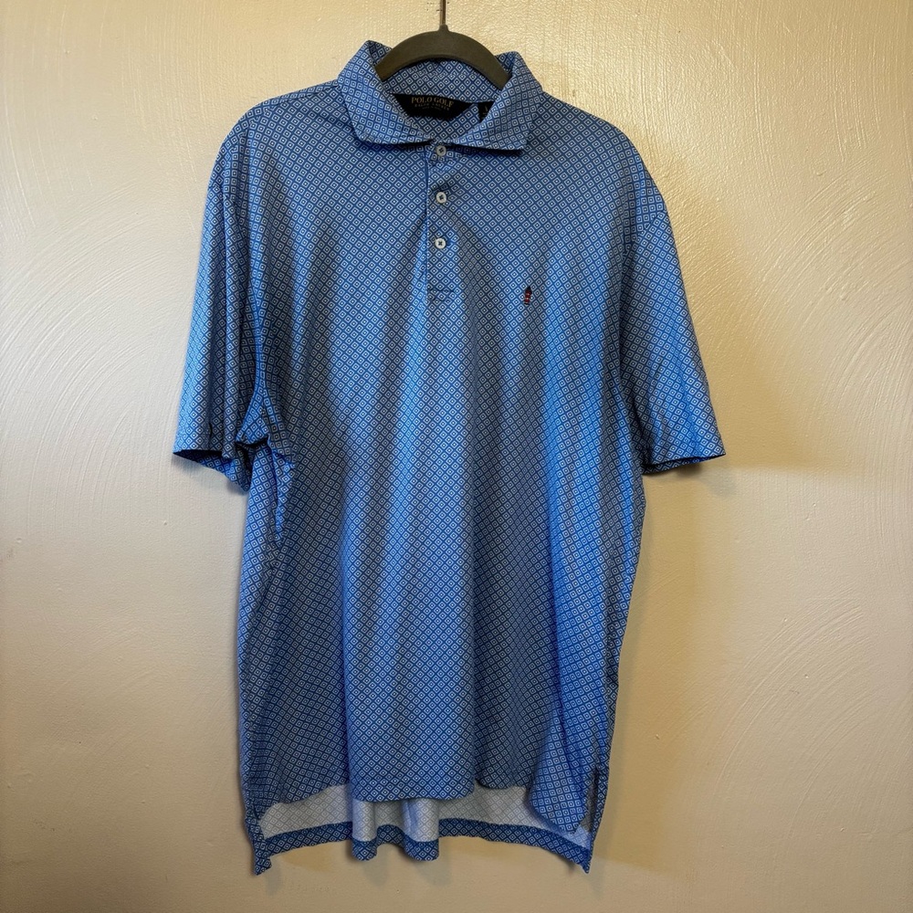 Ralph Lauren Blue Geometric Print Polo